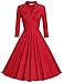 MUXXN Women's V Neck Elegant 3/4 Sleeve Vintage Bridesmaid Party Dress