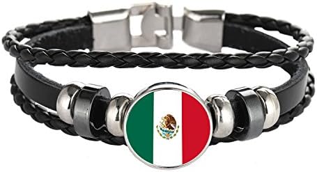 YouMiYa 2018 World Cup Adjustable Faux Leather Cuff Bracelet National Flag Punk Jewelry (Mexico)