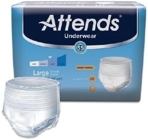 Absorbent Underwear, Attends Adult Pull On Disposable Moderate Absorbency Absorbent Underwear for Men and Women(72 Pack/CS) (Large)