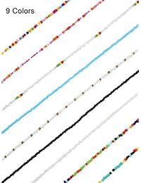 Hicarer 9 Pieces Seed Bead Necklace Choker Short Shell Necklace Adjustable Beach Necklace Jewelry Accessories for Women Girls
