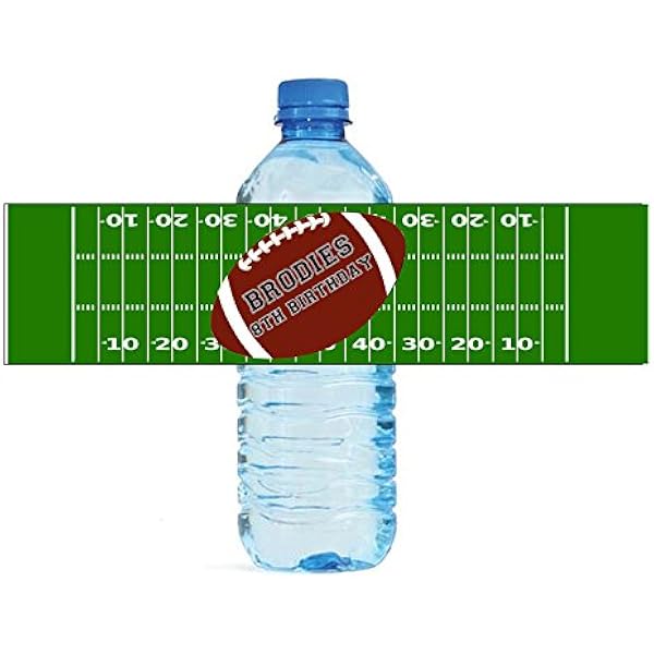 Amazon Com Designthatsign Football Party Theme Water Bottle Labels Easy To Use Self Stick Birthday Team School Home Kitchen
