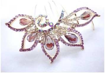 Fashion inlaid crystal alloy hair comb/hairdisk YD1529,Purple