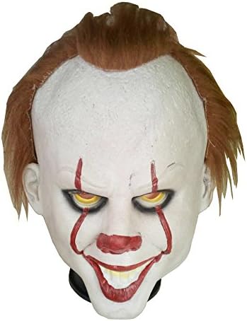 Pennywise Mask 2017 Halloween Clown Cospaly Latex Head Mask with Faux Fur Hair