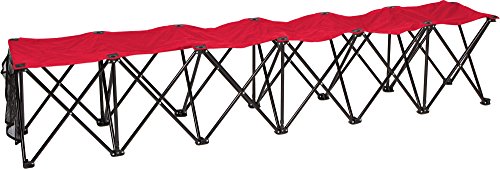Trademark Innovations Portable 6 Seater Sports Bench Sits, Red