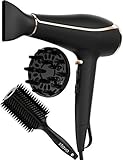 xtava Ionic Blow Dryer Voluminous Toolkit with Hair Dryer Diffuser and Round Body Hair Brush - Professional Quality Ceramic Hair Dryer with Nozzle Diffuser Attachment - Create Salon Volume at Home