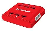 Rebelite USB Desktop Charging Station w/ 6 Ports & 4.8 Amps for iPhone, iPad, iPod, Samsung Galaxy, Android Phones, & Other Phones, Tablets, mp3 Players & Any Other USB Device (Rebel Red)