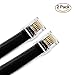 AmzDeals 2-Pack 3 Feet Black RJ12 6P6C Straight Wired Cable, Pro Grade Data and Voice Phone Line Cord - Made in USA