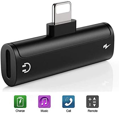 Headphone Adapter for iPhone 7 Adapter Audio and Charging Adapter Splitter Converter for iPhone 8/8Plus/7Plus/X Dual Converter Jack Cable Earphones Music & Charge & Volume Control & Call for All iOS