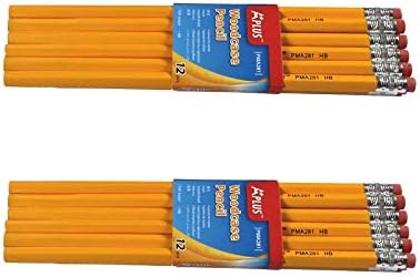 Pack 24 lapiceros de madera con goma APlus - HB: Amazon.es: Oficina y papelería