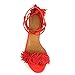 Comfity Women's Lace Up Block Heel Fringed Suede Dress Sandals