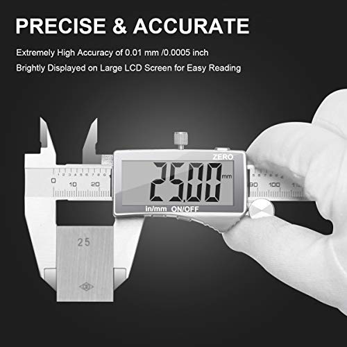 Digital Caliper, Caliper Measuring Tool with Stainless Steel, Preciva