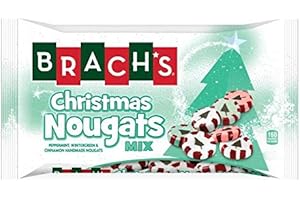 Brach's (1) bag Christmas Nougats Mix - Peppermint, Wintergreen, Cinnamon Flavors - Handmade Holiday Nougat Candy with Christmas Tree Design - Net Wt. 8.5 oz