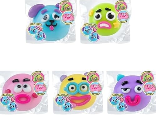 SLEEPHEAD®NEW Smushers Squishy - Curiosities Smushers Dog Face Swap Squishy Soft Moldable Cute Slow Rise Relaxing Sensory Fidget Relief for Adults Anxiety Relief (Pink) ﻿