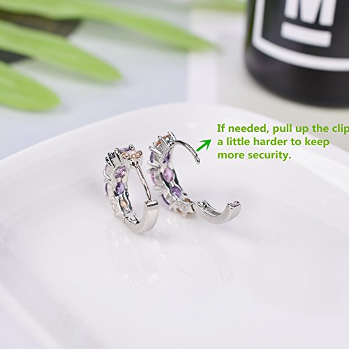 Paxuan Womens White Gold Plated Hypoallergenic Cubic Zirconia Small Round Huggie Hoop Earrings 15MM (Silver)