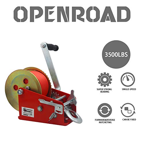 OPENROAD Boat Winch 3200lbs Hand Winch, with 32ft Red Strap and 2 Speed switchable, for Boat Trailer Towing Winch… - Image 2