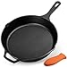 LEGEND COOKWARE Cast Iron Skillet with Lid | Large 12” Frying Pan with Glass Lid & Silicone Handle | Induction, Cooking, Sautéing & Grilling | Lightly Pre-Seasoned Cookware Gets Better with Use