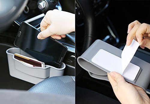 KMMOTORS Double Side Car Organizer Pocket, Dashboard Phone Holder, Console Organizer, Coin Holder, Auto Console Storage for Phones, Earphones, Sunglasses (Black)
