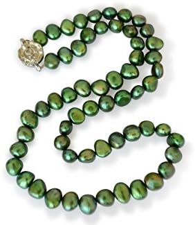 Cultured Freshwater Pearl Necklace, Baroque, Green, 7-8mm