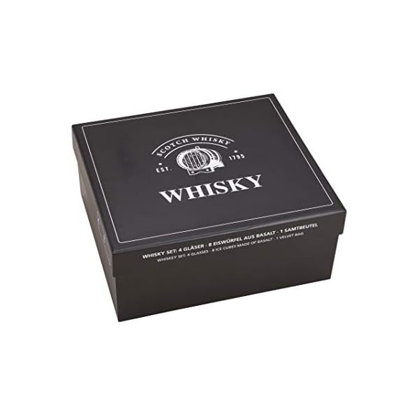 WOMA Whisky Steine Set I 8 Kühlwürfel aus Basalt inkl. Samtbeutel, 4 Whiskey Gläser & hochwertiger Holzbox I Wiederverwendbare Eiswürfel für Whiskey Wodka Gin Rum Tequila & Cocktails – Bild 8