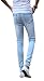 Qazel Vorrlon Men's Blue Skinny Jeans Stretch Washed Slim Fit Pencil Pants