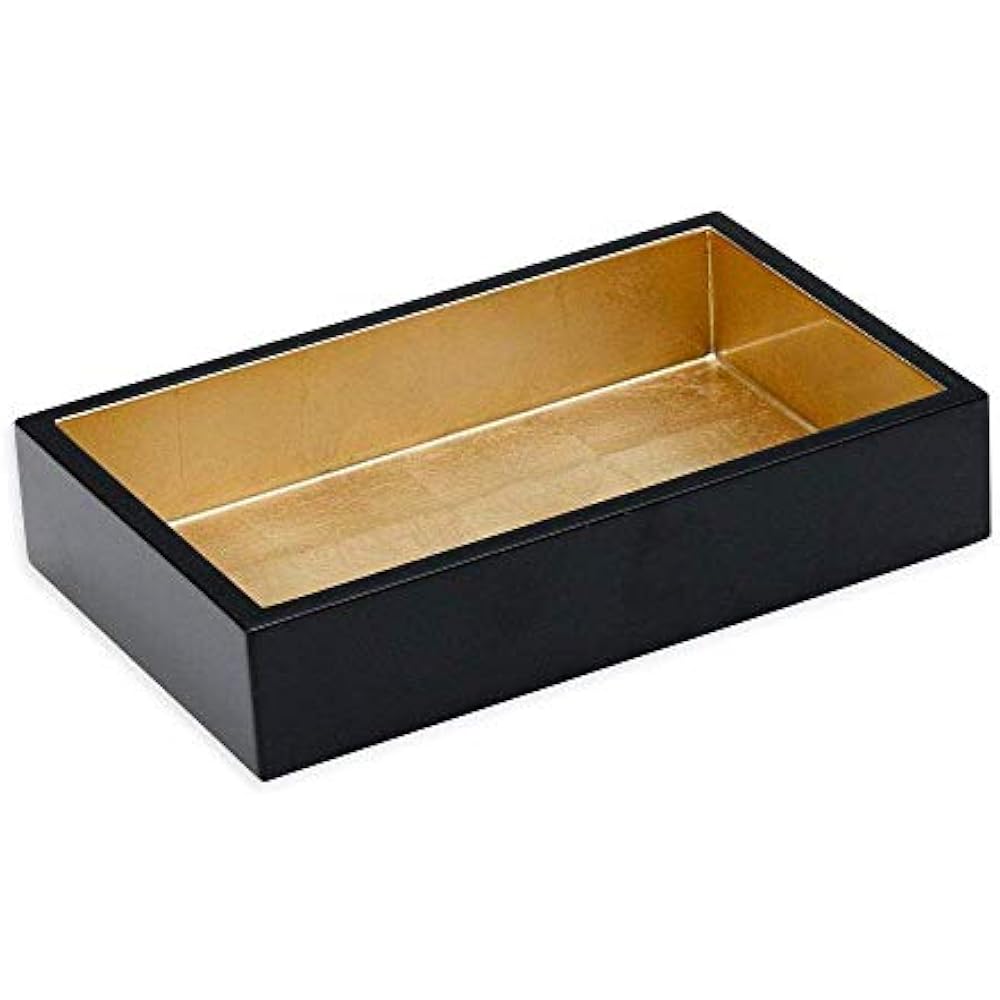 Lacquer Guest Towel Napkin Holder Black " Gold, 1 Each Kitchen Dining