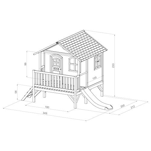 Beauty.Scouts Holzspielhaus Vegard mit Veranda + Leiter + Rutsche 212x349x233cm aus Holz in weiß braun aus Holz… – Bild 7