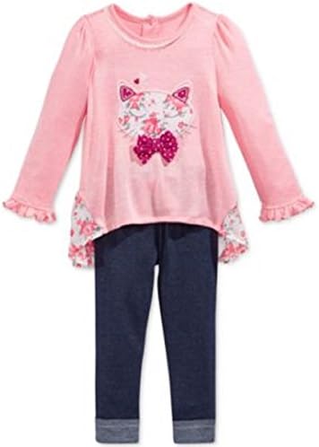 Nanette Girl 2 Piece Cat Top and Denim Leggings Set Size 4