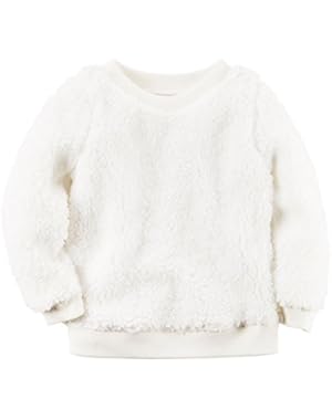 Girl's Ivory Sherpa Crew Neck Sweater (9 Months)