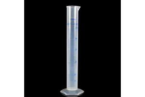 250ml Graduated Cylinder, Plastic Measuring Cylinder with Double Sided Markings Wide Pentagonal Base Anti-Roll, Tapered Pour 