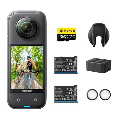 Insta360 X3 Ausdauer-Bundle - wasserdichte 360°-Actionkamera mit 1/2"-Sensor, 5,7K 360°, 72MP 360°-Fotos, Stabilisierung, 2,29"-Touchscreen, Vibration