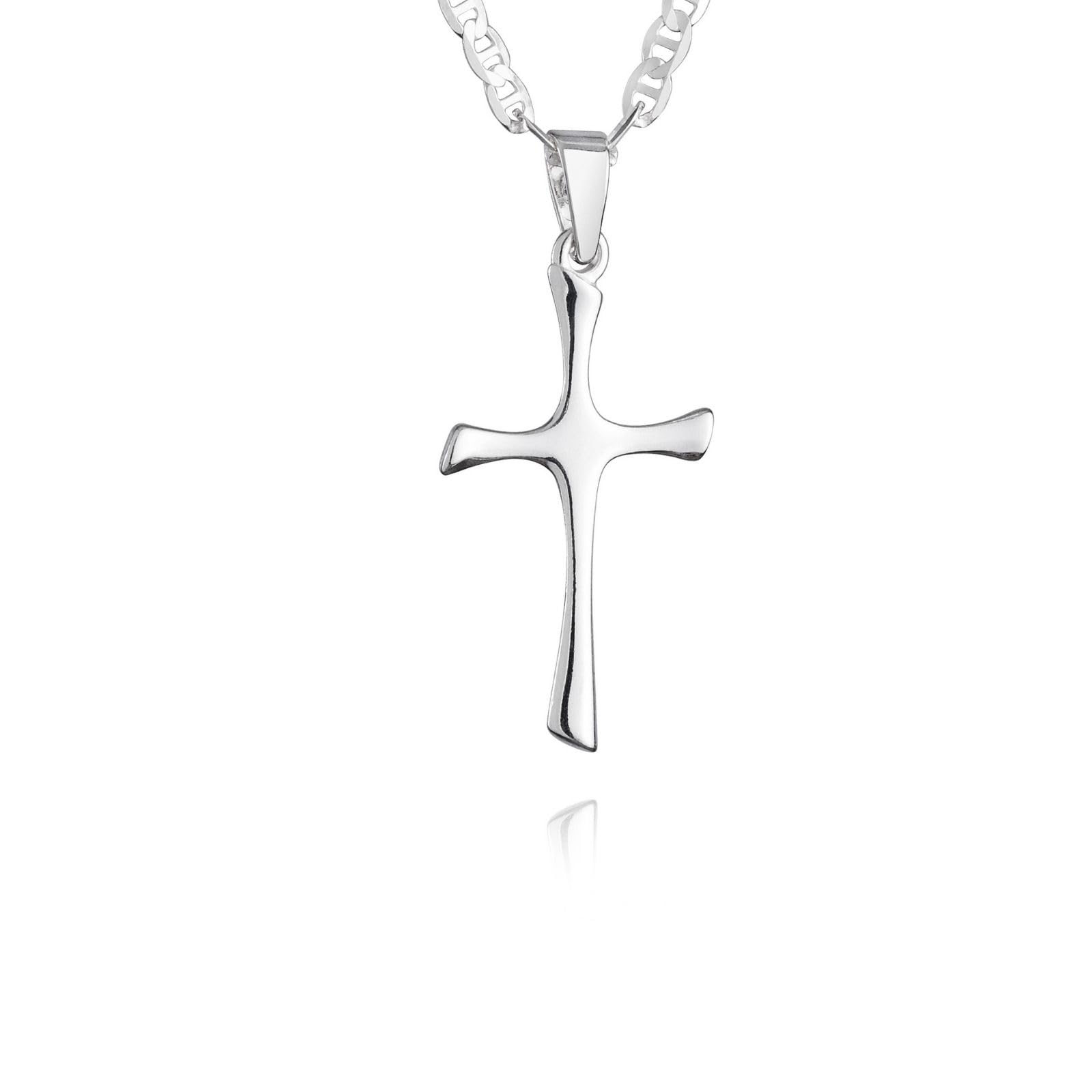 fish Classic 925 Silver Necklace With Simple Cross Pendant For Boys And Girls