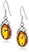 Amber Sterling Silver Classic Pretty Grape Leaves Oval Earrings