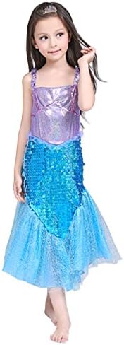 Cohaco Girl's Princess Mermaid Style Costume Party Dress With Tiara Clip (X-Small)