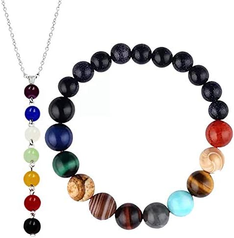 TENGXINGKEJI Solar System Bracelet Galaxy Planets Bracelet Come with Healing Necklace Bracelet As Jewellry for Women
