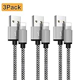 OTISA lPhone Charger, 3-Pack 5FT 1.5M Nylon Braided l Phone Charging Cable USB Charger Cord, Compatible with lPhone Xs Max XR X/8/8 Plus/7/7 Plus/6/6 Plus/Pad and More (Silver)