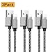 OTISA lPhone Charger, 3-Pack 5FT 1.5M Nylon Braided l Phone Charging Cable USB Charger Cord, Compatible with lPhone Xs Max XR X/8/8 Plus/7/7 Plus/6/6 Plus/Pad and More (Silver)