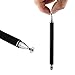 Mixoo 2-in-1 Precision Disc & Fiber Stylus with Replaceable Tips for Capacitive Touch Screen Devices (Black/Black)