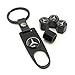 iDoood Steel Car Air Tire Valve Caps and Black Keychain Combo Set for Mercedes Benz