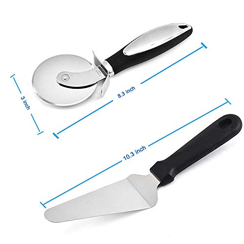 Pizza Cutter Wheel Pizza Server Set - Sharp Angled Stainless Steel Blade, Ergonomic Non Slip Handle - Ideal for Pizza, Pies, Waffles and Dough Cookies - Thumbnail 6