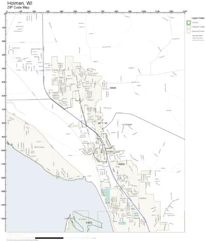 Amazon Com Zip Code Wall Map Of Holmen Wi Zip Code Map Laminated