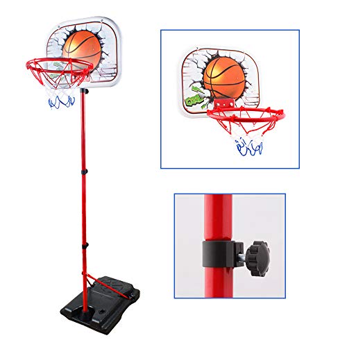 WISHTIME Mini Kids Basketball Hoop Toy - Height Adjustable Portable Toddler Basketball System with Sturdy Base, Ball and Pump for Kids, Toddlers Indoor and Outdoor - Thumbnail 5