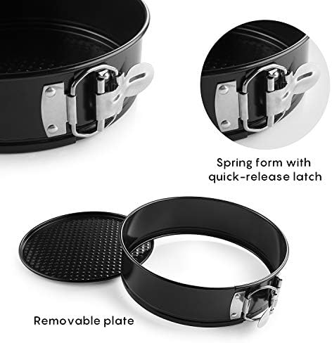 EKKONG Moule à Gàteau Rond à Charnière Réglable 3 Étages Acier Inoxydable Lot de 3(4" 7" 9") (3 pièces)