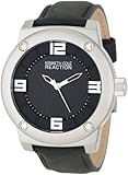 Kenneth Cole REACTION Unisex RK1312 Street Silver Case Black Leather Strap Analog Watch