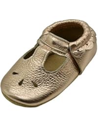 iEvolve Baby Leather Shoes Soft First Walker Shoes Crib Shoes Moccasins for Toddlers(Golden Sandal, 12-18 Months)