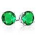 Gem Stone King 925 Sterling Silver Green Simulated Emerald Earrings | 2.44 Cttw | 7MM Round Stud Earrings for Women