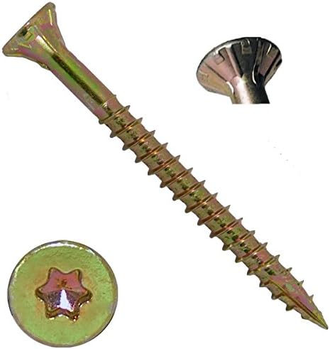 #8 x 1-1/2" Gold Star Wood Screw Torx/Star Drive Head (1 Pound) - Multipurpose Torx/Star Drive Wood Screws