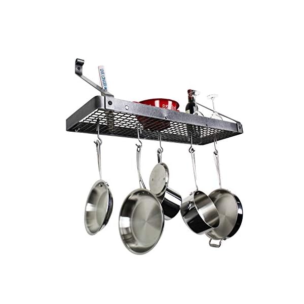 Enclume Premier Deep Bookshelf Wall Pot Rack, Hammered Steel Large