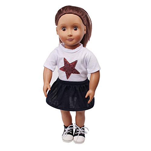 Lavany Doll Clothes Sleeveless Tops Skirt Outfits for 18 Inch Girl Doll Toy (E)