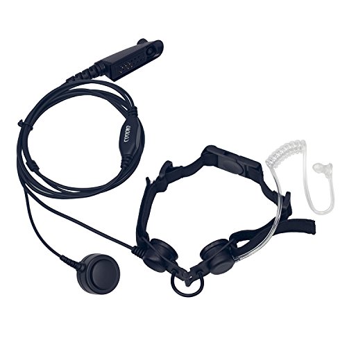 Coodio Tactical Laryngophone Earpiece [Heavy Duty] Throat Mic Headset Bodyguard FBI [Covert Acoustic Tube] Microphone For Motorola HT750, HT1250, HT1550 2 Way Radio