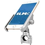 ILM Upgraded Bike Motorcycle Phone Mount Aluminum Bicycle Cell Phone Holder Accessories Fits iPhone X Xs 7 7 Plus 8 8 Plus iPhone 6s 6s Plus Galaxy S7 S6 S5 Holds Phones up to 3.7" Wide (Silver)